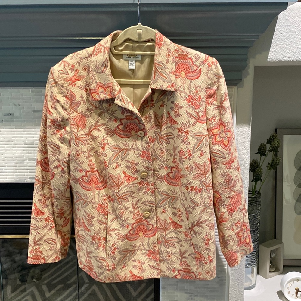 Talbots 14WP floral cream jacket